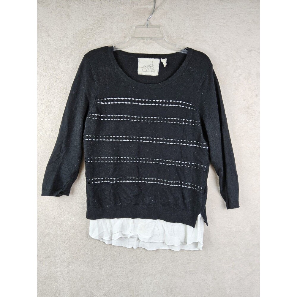Anthropologie Angel Of The North Women’s Twofer Cut Out Sweater Black Size S
